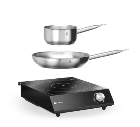 Zestaw: Kuchenka indukcyjna 3500W + rondel + patelnia, HENDI, czarny, 220-240V/3500W, 320x395x(H)95mm Zestaw: Kuchenka indukcyjna 3500W + rondel + patelnia, HENDI, czarny, 220-240V/3500W, 320x395x(H)95mm
