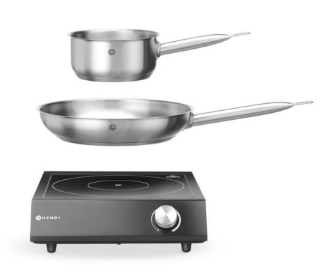 Zestaw: Kuchenka indukcyjna 3500W + rondel + patelnia, HENDI, czarny, 220-240V/3500W, 320x395x(H)95mm Zestaw: Kuchenka indukcyjna 3500W + rondel + patelnia, HENDI, czarny, 220-240V/3500W, 320x395x(H)95mm