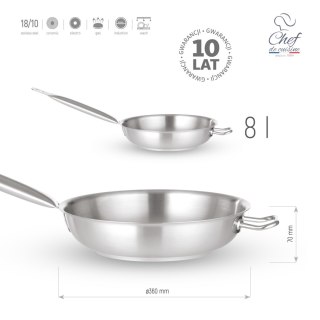 Patelnia ze stali nierdzewnej z rączką 8L