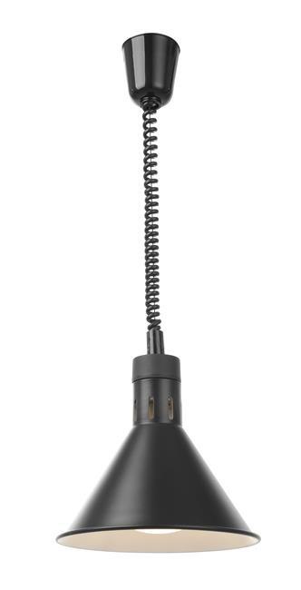 Lampa do podgrzewania potraw- wisząca, stożkowa średnica 275x(H)250 mm, czarna Lampa do podgrzewania potraw- wisząca, stożkowa średnica 275x(H)250 mm, czarna