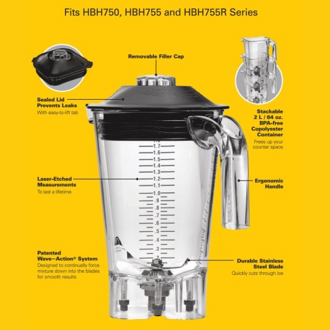 Dzbanek z copoliestru do blendera HBH755R-CE Eclipse® 2l, Hamilton Beach Commercial Hamilton Beach Commercial Dzbanek z copoliestru do blendera HBH755R-CE Eclipse® 2l, Hamilton Beach Commercial Hamilton Beach Commercial
