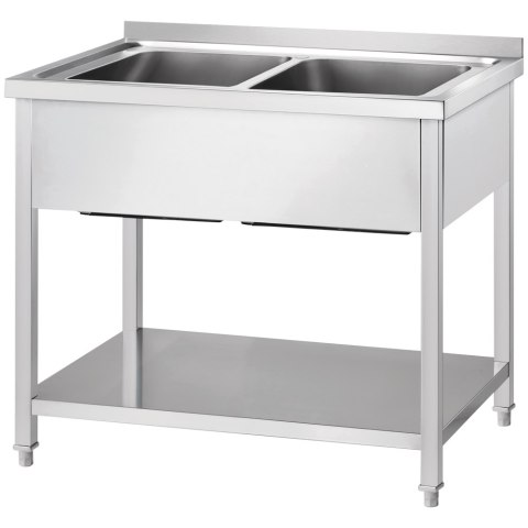 Stół ze zlewem 2-kom.,z półką 1000x700x850 mm skręcany Gredil Stół ze zlewem 2-kom.,z półką 1000x700x850 mm skręcany Gredil