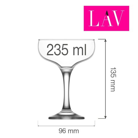 Kieliszek cupe do szampana koktajlowy Sofia 235 ml, LAV (dawniej LV-MIS550XZ) LAV