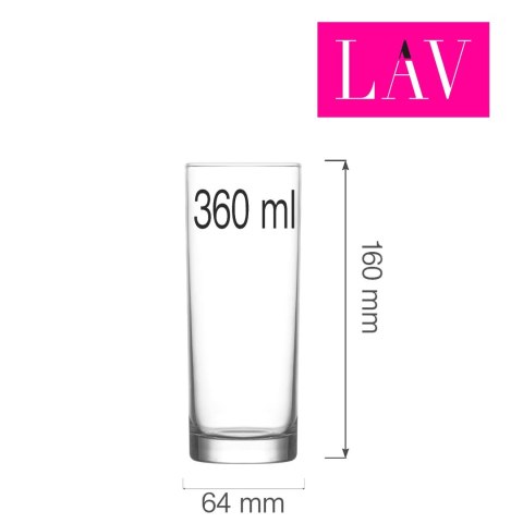 Szklanka wysoka Rotterdam 360 ml, LAV (dawniej LV-LBR340Z) LAV