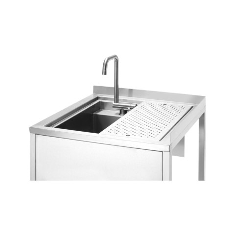 Narożny stół Oxygen Hybrid z ukrytą komorą zlewową i myjką do płukania dzbanków, 650x650x(h)900mm Barmatic