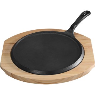 Patelnia żeliwna z podstawą drewnianą, rant niski, Ø 255 mm Stalgast