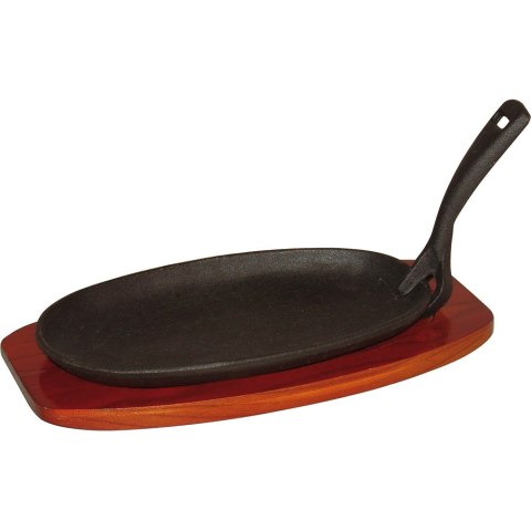 Półmisek żeliwny z podstawą drewnianą, 240x140x20 mm Półmisek żeliwny z podstawą drewnianą, 240x140x20 mm