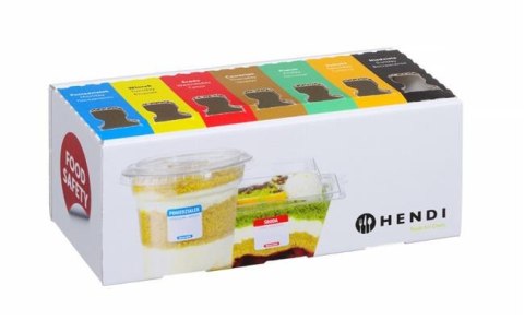 Zestaw etykiet wielorazowych Food Safety na każdy dzień tygodnia z podajnikiem, HENDI, 240x80x(H)100mm Zestaw etykiet wielorazowych Food Safety na każdy dzień tygodnia z podajnikiem, HENDI, 240x80x(H)100mm